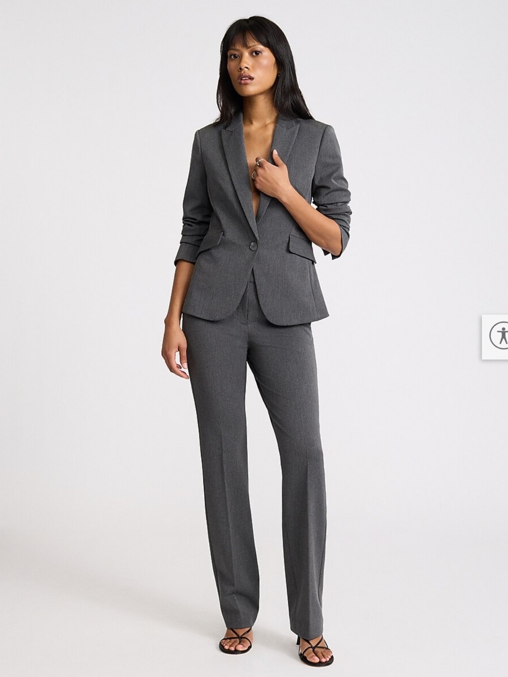 Express Editor Women’s Fitted Gray One Button Blazer with Black Lining - Picture 2 of 13